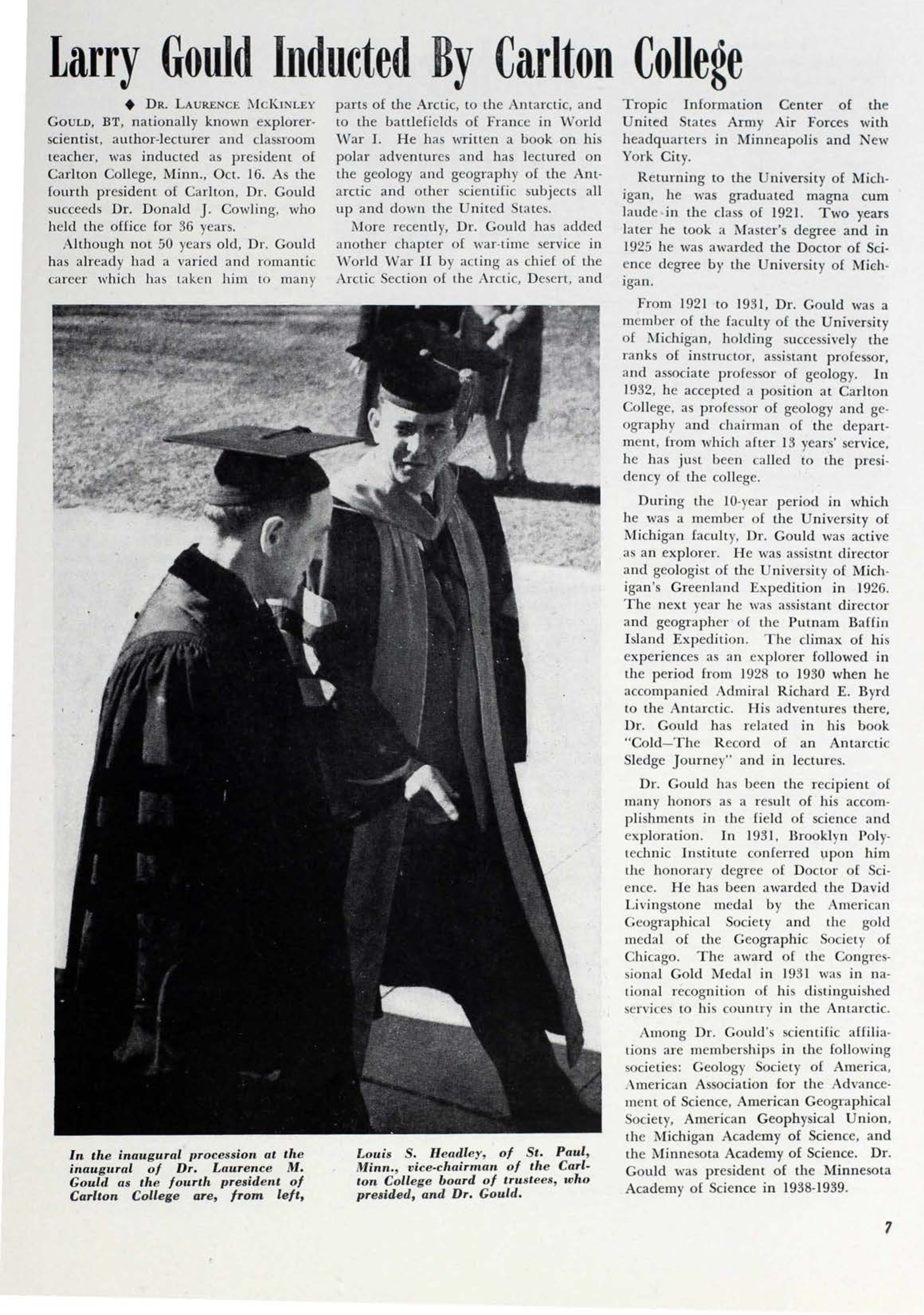 Larry Gould Inducted by Carlton College